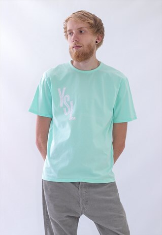 VINTAGE MENS YSL BIG LOGO YVES SAINT LAURENT T-SHIRT