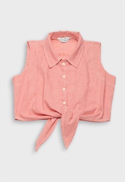 Red and white gingham tie top