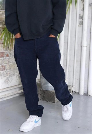 VINTAGE STONE ISLAND CORDUROY TROUSERS NAVY BLUE
