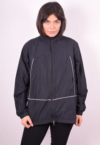 NIKE WOMENS VINTAGE TRACKSUIT TOP JACKET MEDIUM BLACK 90'S