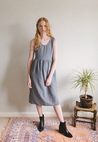 VINTAGE GINGHAM MIDI DRESS