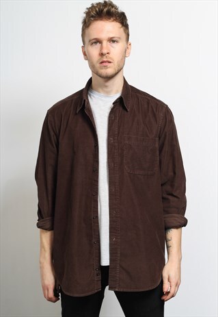 VINTAGE CORDUROY CORD SHIRT BROWN