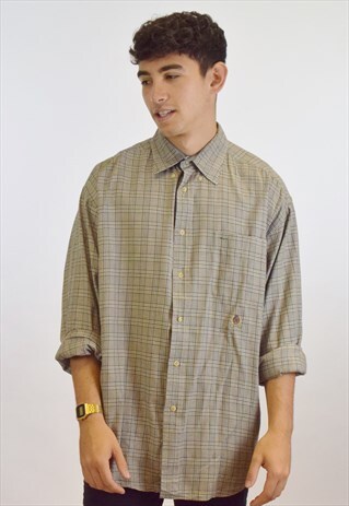 VINTAGE 90'S GREY CHECKED TOMMY HILFIGER SHIRT