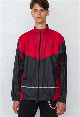 VINTAGE BLACK RED REEBOK TRACK JACKET