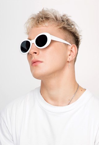 DONNA WHITE OVAL SUNGLASSES