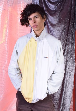 VINTAGE ELLESSE WHITE AND YELLOW TRACK JACKET
