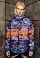 TIE-DYE BOMBER REVERSIBLE JACKET ABSTRACT GRAFFITI PUFFER