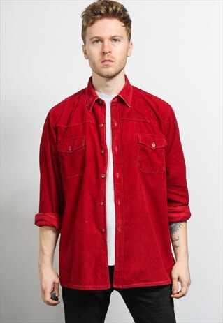 VINTAGE CORDUROY CORD SHIRT RED