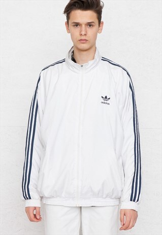 VINTAGE WHITE ADIDAS ZIP TRACK JACKET