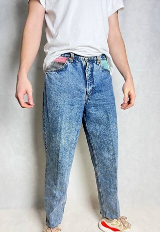 RARE VINTAGE JINGLERS BLUE DENIM JEANS CUSTOM RETRO STYLE