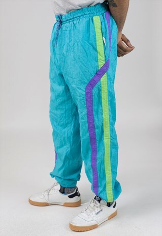VINTAGE TURQUOISE SHELL TRACKSUIT BOTTOMS