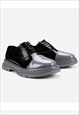 CONTRAST BROGUE SHOES TWO COLOR EDGY SNEAKERS IN BLACK GREY