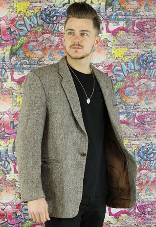 HARRIS TWEED JACKET. 1970S VINTAGE BLAZER. UNISEX.