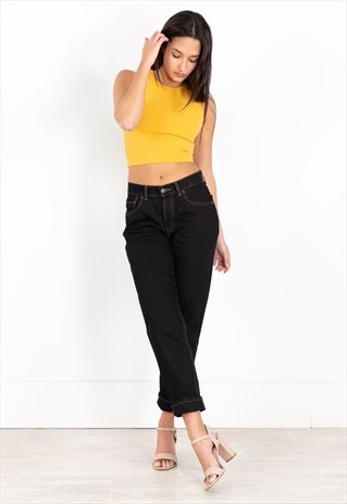 VINTAGE 80S LEVI'S "DYED BLACK" MOM DENIM JEANS / 9892