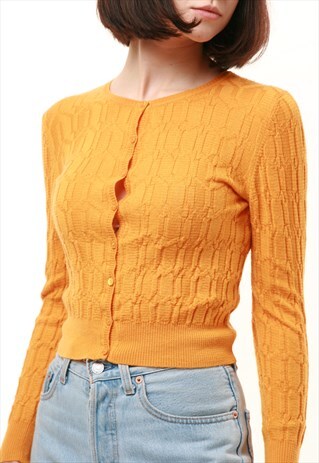 90S VINTAGE MISSONI CROPPED SEXY BUTTONS UP JUMPER 940