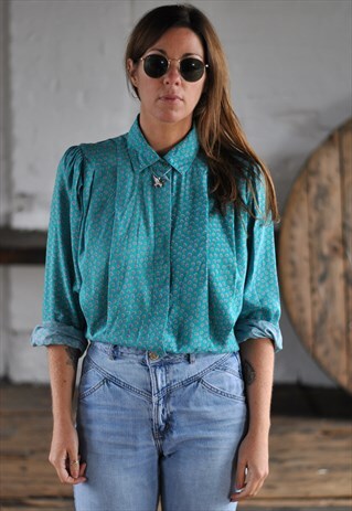 80S PAISLEY PLEATED FRONT BLOUSE
