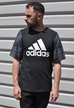 90's grunge adidas reworked tee with tie dye sleeves