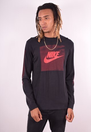 NIKE MENS VINTAGE TOP LONG SLEEVE LARGE BLACK 90S