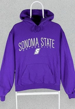 Vintage Champion Purple Hoodie Sonoma State Mens Small