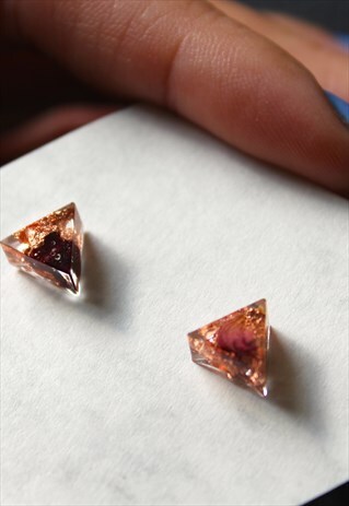 COPPER FLAKE ROSE PETAL TRIANGLE EARRINGS