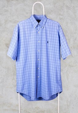Vintage Polo Ralph Lauren Check Shirt Short Sleeve Blue