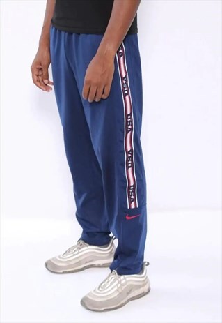 VINTAGE NIKE USA TAPE LOGO TRACK BOTTOMS BLUE