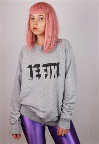 LE FIX ORIGINAL UNISEX SWEATSHIRT RETRO FRONT LOGO IN GREY