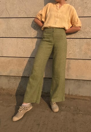 90S LINEN FLARED TROUSERS