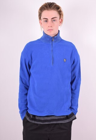 POLO RALPH LAUREN MENS VINTAGE FLEECE JUMPER MEDIUM BLUE 90'