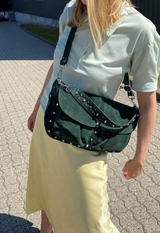 GREEN SUEDE SHOULDER BAG MELODY