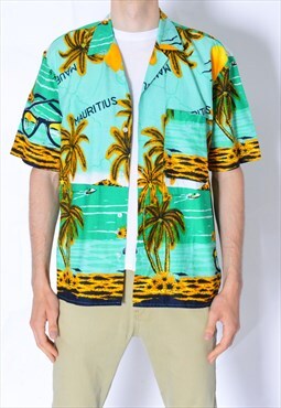 Vintage 90s Ocean Green Hawaii Short Sleeve Shirt