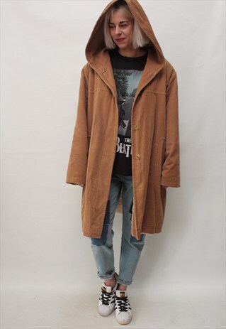 VINTAGE 90'S AMAZING COOL UNIQUE CORDUROY BROWN COAT