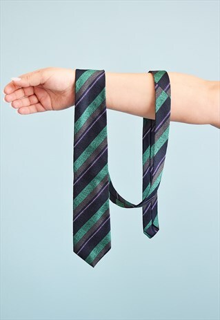 VINTAGE 80'S RETRO STRIPED PATTERN TAPESTRY WOVEN TIE