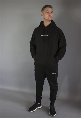 BLACK BASIC TRACKSUIT SKINNY SLIM OVERSIZED FITTED