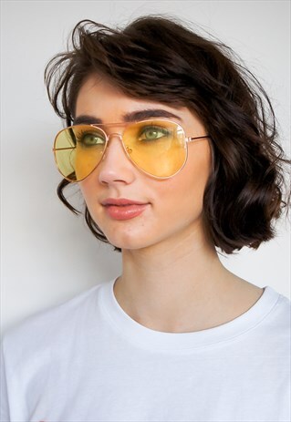YELLOW AVIATOR SUNGLASSES
