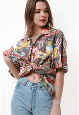 80s Vintage Abstract Pattern Oldschool Cotton Shirt 16662