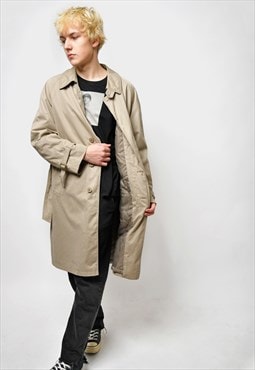 Vintage 90s detective trench beige brown long rain coat
