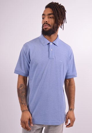 FILA MENS VINTAGE POLO SHIRT LARGE BLUE 90S