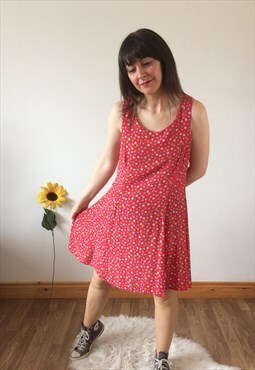 Vintage 90s Red sleeveless floral dress
