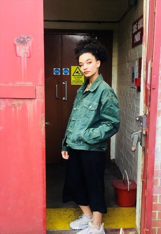VINTAGE GREEN DENIM OVERSIZED JACKET