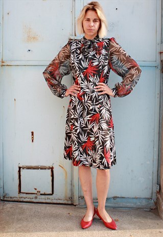 VINTAGE 70' BEAUTIFUL ELEGANT UNIQUE MULTICOLOR DRESS
