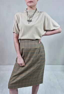 Vintage 90's 1997 Brown Dogtooth Pencil Skirt