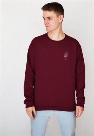 BURGUNDY CACTUS (WHITE) SWEATSHIRT
