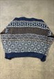 VINTAGE KNITTED JUMPER ABSTRACT PATTERNED CHUNKY SWEATER