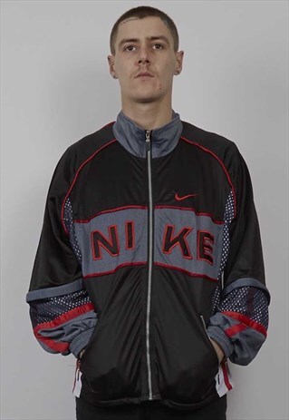 VINTAGE 80'S NIKE MESH BLACK / RED TRACKSUIT JACKET