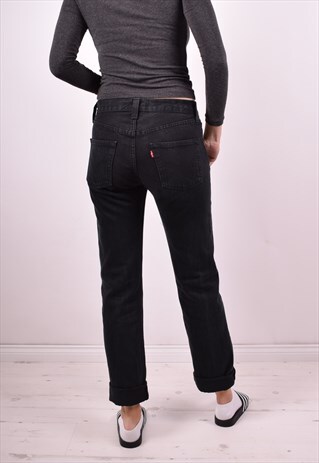 LEVI'S 501 WOMENS VINTAGE JEANS W30 L33 BLACK 90'S
