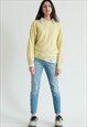 VINTAGE 90S LONG SLEEVE LIGHT KNITTED PASTEL YELLOW JUMPER S