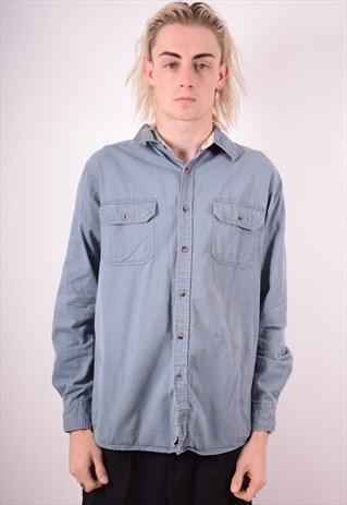WRANGLER MENS VINTAGE SHIRT MEDIUM BLUE 90S