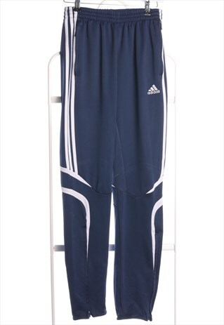 VINTAGE 90'S ADIDAS ELASTICATED WAIST STRIPPED JOGGERS BLUE