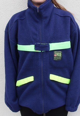 VINTAGE FLEECE NAVY NEON SIZE WOMEN'S M/L
